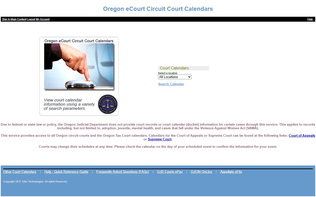 Tillamook County court dockets OJD Circuit Court calendar portal
