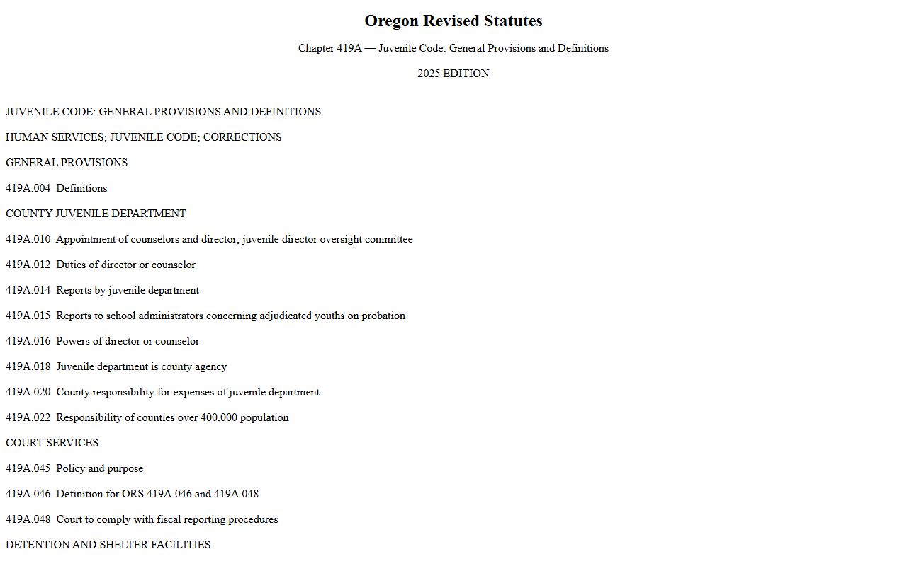 Tillamook County criminal court records juvenile records statute source