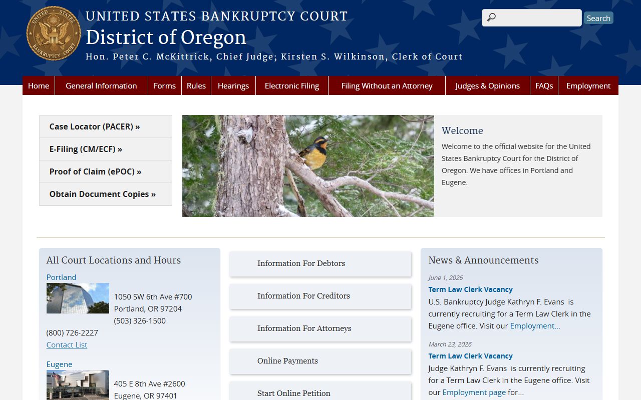 Tillamook County Circuit Court bankruptcy court records distinction