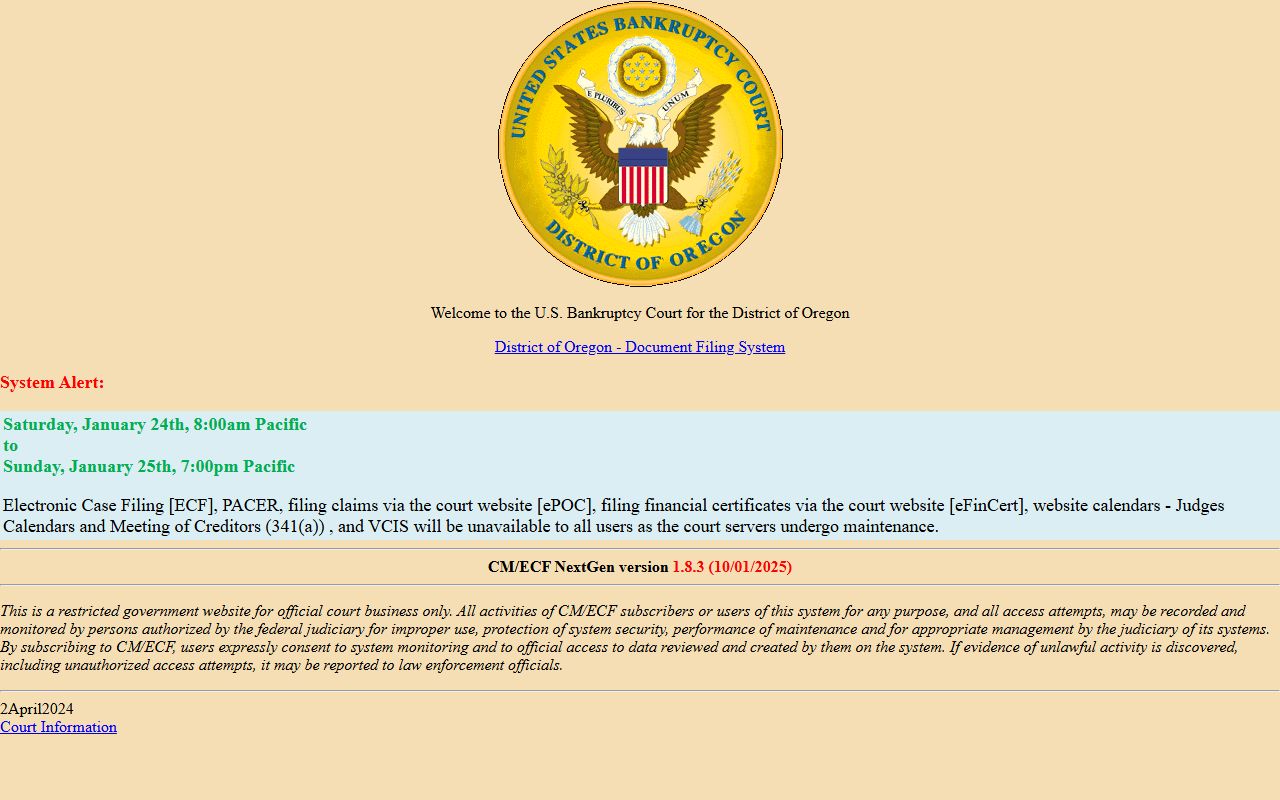 Tillamook County Circuit Court Oregon Bankruptcy CM ECF records