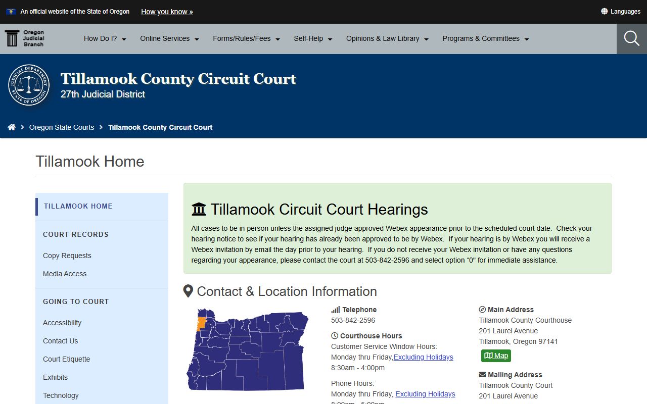 Tillamook County Court records OJD Circuit Court homepage