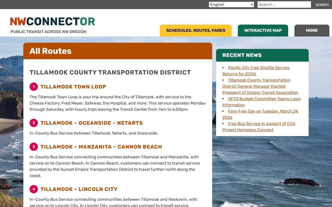Tillamook County Court records transit routes for courthouse access