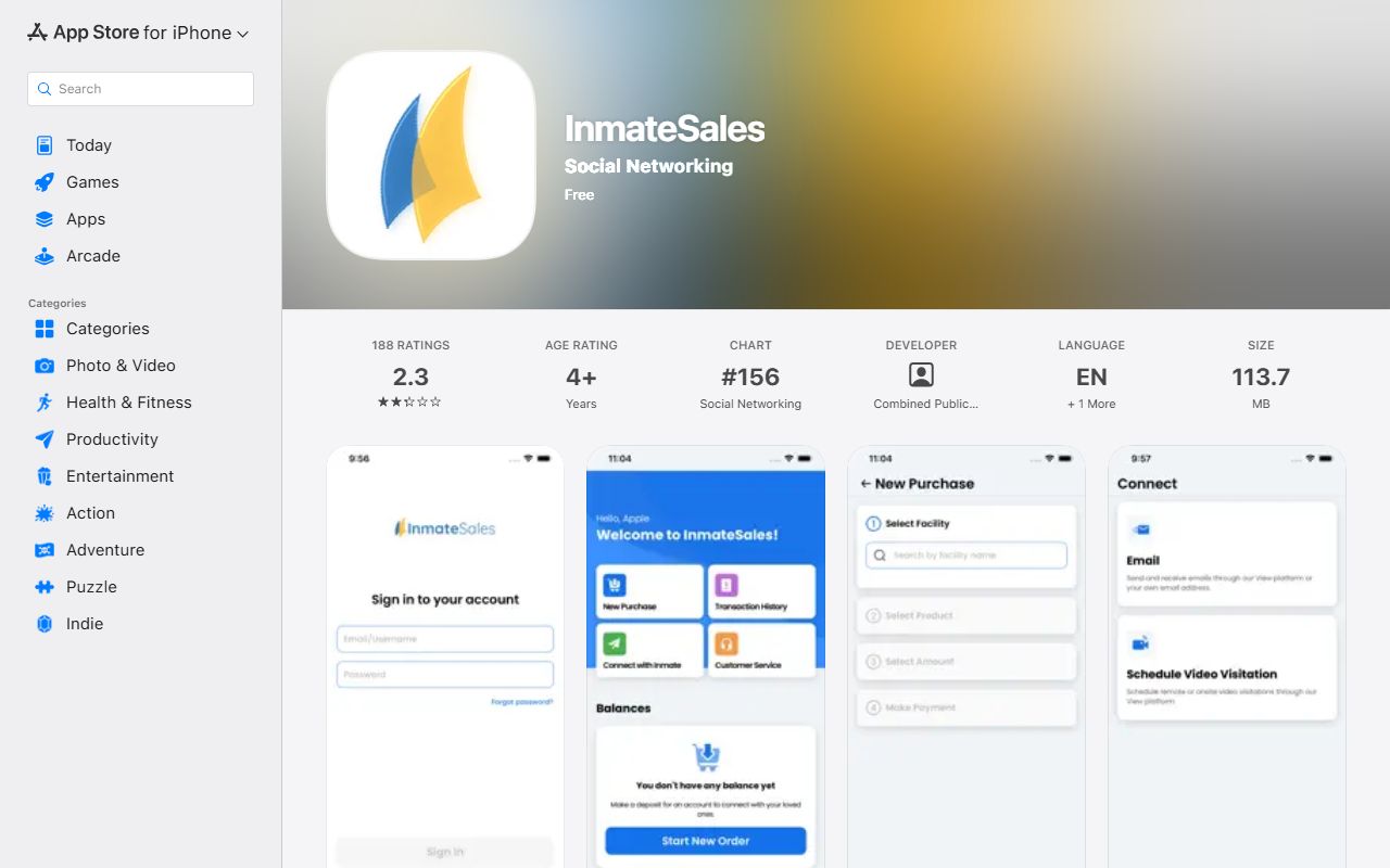 Tillamook County inmate records InmateSales Apple app page