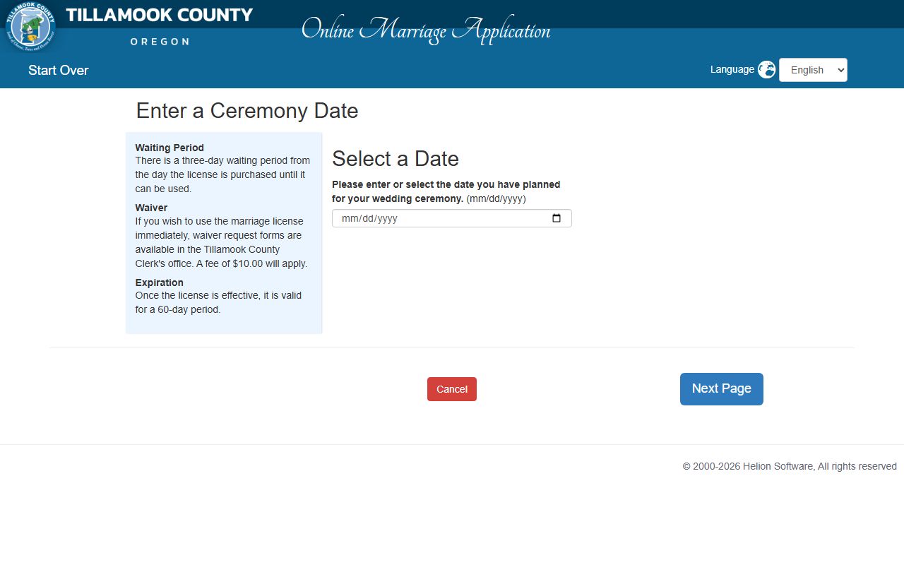 Tillamook County marriage records online marriage application
