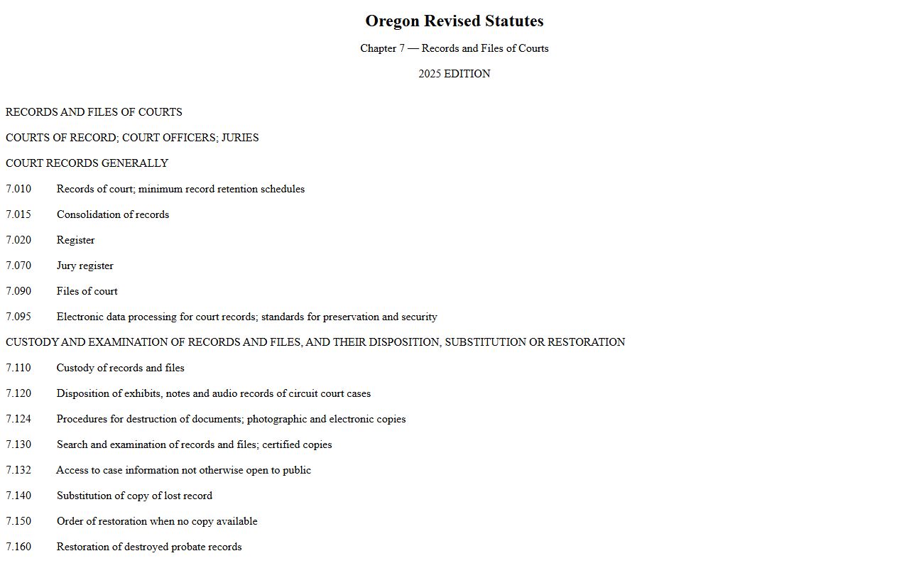 Tillamook County probate records ORS Chapter 7 probate register law