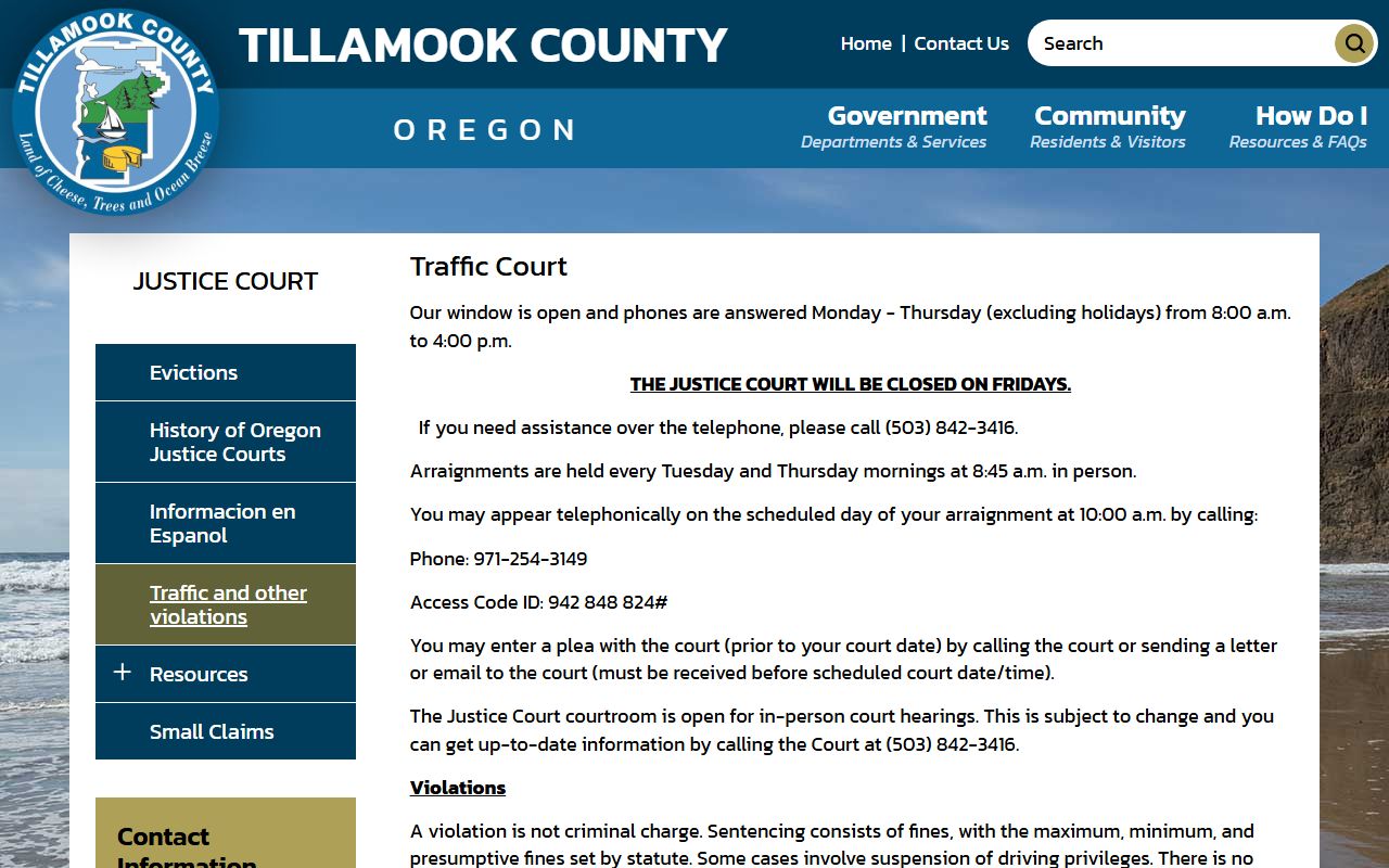 Tillamook County traffic court records Traffic Court source
